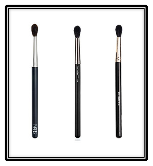 this is an image of three conventional famous brand makeup brushes and they all look the same and have the same construction though they are different brands. Nars MAC Chanel