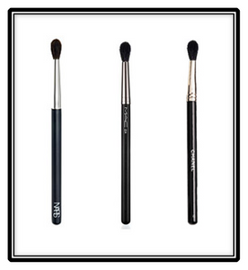 this is an image of three conventional famous brand makeup brushes and they all look the same and have the same construction though they are different brands. Nars MAC Chanel