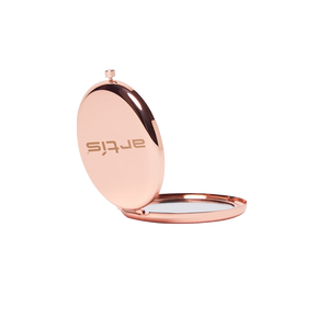 dual mirror rose gold compact open angled