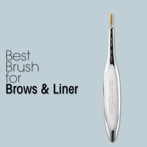 this image is the Elite Linear 1 brush and is deemed the best brush for brows and liner makeup.